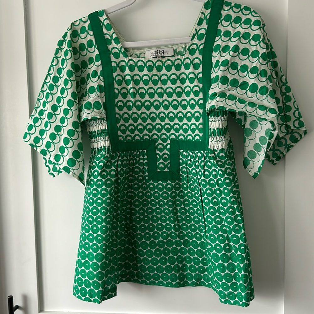 Tibi green/white summer blouse in light weight cotton.